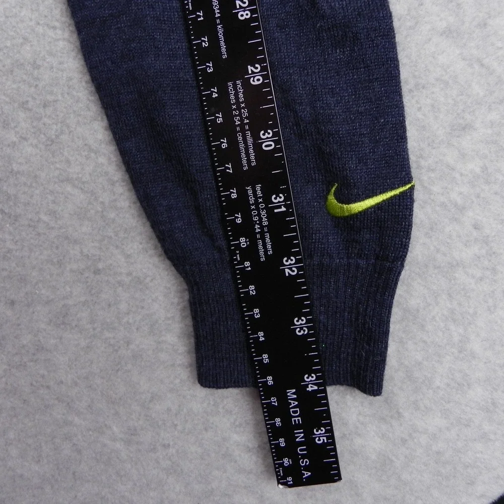 Nike Golf Sweater Mens Large 1/4 Zip Pullover Mock Neck Blue Striped Long Sleeve